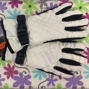 GENESIS Grandoe Women’s Ski Gloves Quilted White Black Wrist Adjustment Size M